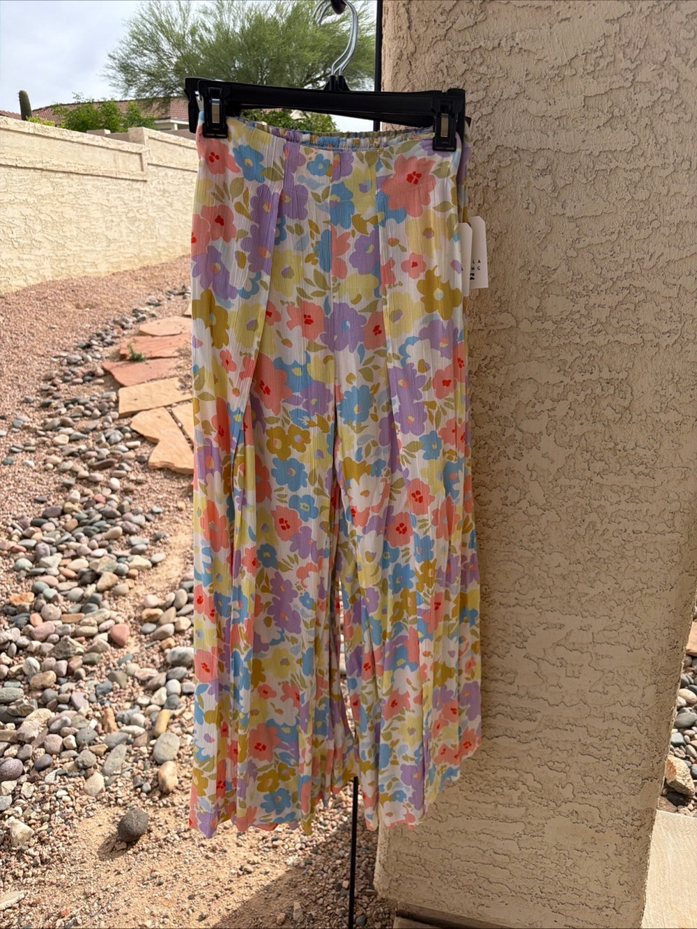Billabong Split Spirit High Rise Floral Pants Beach M Pastels Boho Cruise Vs15